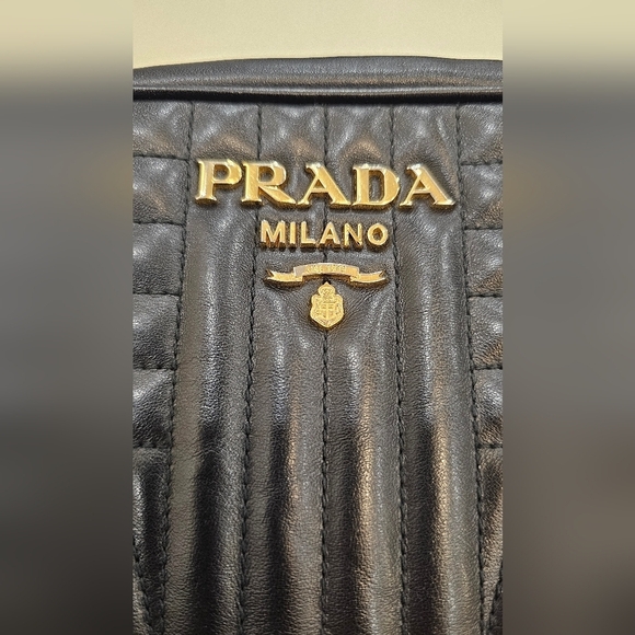Authentic Prada Diagramme Crossbody Black Calf Leather Dust bag Receipt Card - Picture 9 of 14